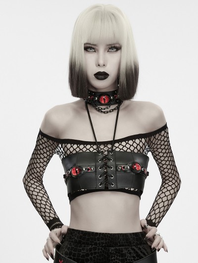 Punk Rave Black Punk Gothic Red Evil Eye Bra