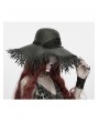 Punk Rave Black Gothic Witch Fringed Floral Wide Brim Straw Hat
