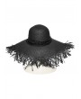 Punk Rave Black Gothic Witch Fringed Floral Wide Brim Straw Hat
