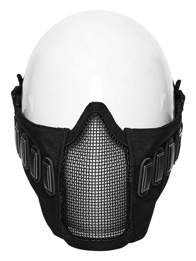 Punk Rave Black Gothic Post Apocalyptic Punk Rivet Mesh Face Mask