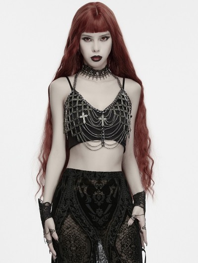 Punk Rave Metal Gothic Midnight Cross Layered Chain Harness