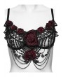 Punk Rave Black Gothic Bloody Rose Lace Chain Bralet