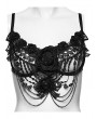 Punk Rave Black Gothic Rose Lace Chain Bralet