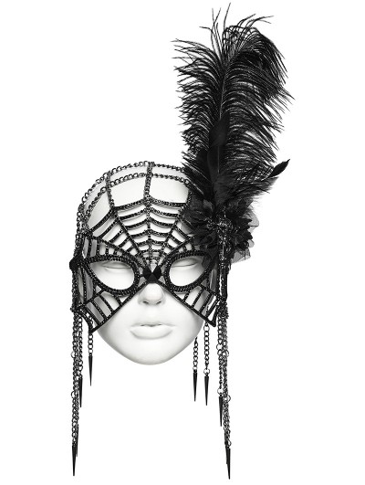 Punk Rave Black Vintage Gothic Feather Masquerade Mask