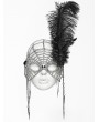 Punk Rave Silver Vintage Gothic Feather Masquerade Mask