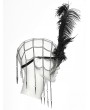 Punk Rave Silver Vintage Gothic Feather Masquerade Mask
