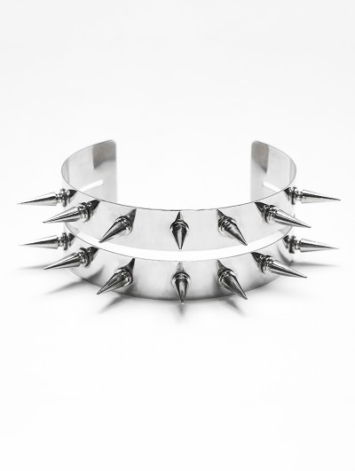 Punk Rave Silver Punk Spike Studded Gothic Choker