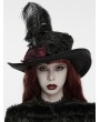 Punk Rave Black Victorian Bloody Rose Gothic Feather Top Hat