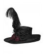 Punk Rave Black Victorian Bloody Rose Gothic Feather Top Hat