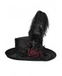 Punk Rave Black Victorian Bloody Rose Gothic Feather Top Hat