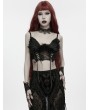 Punk Rave Black Gothic Vintage Angel Fluffy Feather Lace Up Bralet