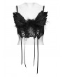 Punk Rave Black Gothic Vintage Angel Fluffy Feather Lace Up Bralet
