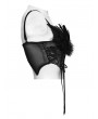 Punk Rave Black Gothic Vintage Angel Fluffy Feather Lace Up Bralet