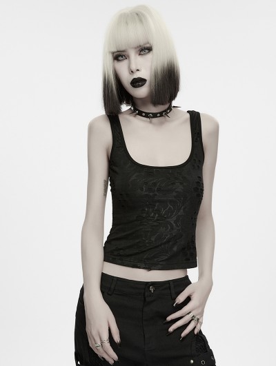 Punk Rave Black Gothic Grunge Decadent Cropped Top for Women