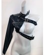 Black Gothic Punk One Shoulder Leather Jacket for Women