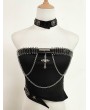 Black Gothic Punk Women's Tube Top with Choker