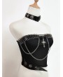 Black Gothic Punk Women's Tube Top with Choker