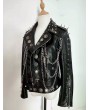 Black Gothic Punk Skull Rivets Leather Jacket for Women