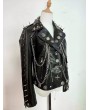 Black Gothic Punk Skull Rivets Leather Jacket for Women