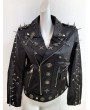 Black Gothic Punk Skull Spike Studded Jacket for Women