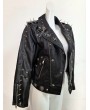 Black Gothic Punk Skull Spike Studded Jacket for Women