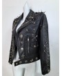 Black Gothic Punk Skull Spike Studded Jacket for Women