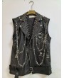 Black Gothic Women's Spiked Punk Vest with Chain