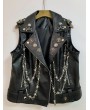 Black Gothic Street Punk Women's Vest with Chain