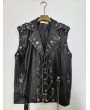 Black Gothic Star Studded Punk Leather Vest for Men