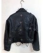 Black Gothic Skull Studded Motorcycle Leather Jacket for Women
