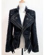 Black Gothic Punk Studded Slim Fit Jacket for Women