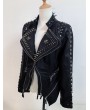 Black Gothic Punk Studded Slim Fit Jacket for Women