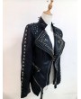 Black Gothic Punk Studded Slim Fit Jacket for Women