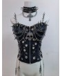 Black Punk Gothic Skull Studded Chain Cami Top for Women