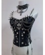 Black Punk Gothic Skull Studded Chain Cami Top for Women