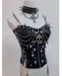 Black Punk Gothic Skull Studded Chain Cami Top for Women