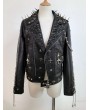 Black Gothic Punk Skull Spike Studded Jacket for Women
