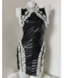 Black Gothic White Ruffle Patchwork PU Leather Dress
