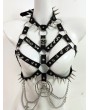 Black Gothic Punk Spiked Strap Halter Harness