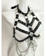 Black Gothic Punk Spiked Strap Halter Harness