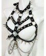Black Gothic Punk Spiked Strap Halter Harness