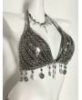 Silver Gothic Punk Chain Halter Bra Harness