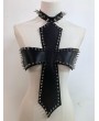 Black Gothic Punk Spiked Cross Harness