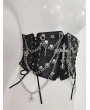 Black Gothic Cross Skull Punk Corset Belt with Chain