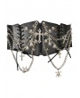 Black Gothic Cross Skull Punk Corset Belt with Chain