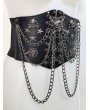 Black Gothic Punk Skull Studded Girdle with Chain