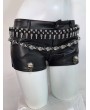 Black Gothic Punk Skull Bullet Studded Leather Shorts