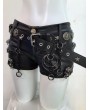 Black Gothic Skull Studded Punk Leather Shorts