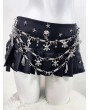 Black Gothic Skull Chain Punk Pleated Mini Skirt