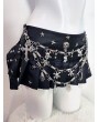 Black Gothic Skull Chain Punk Pleated Mini Skirt